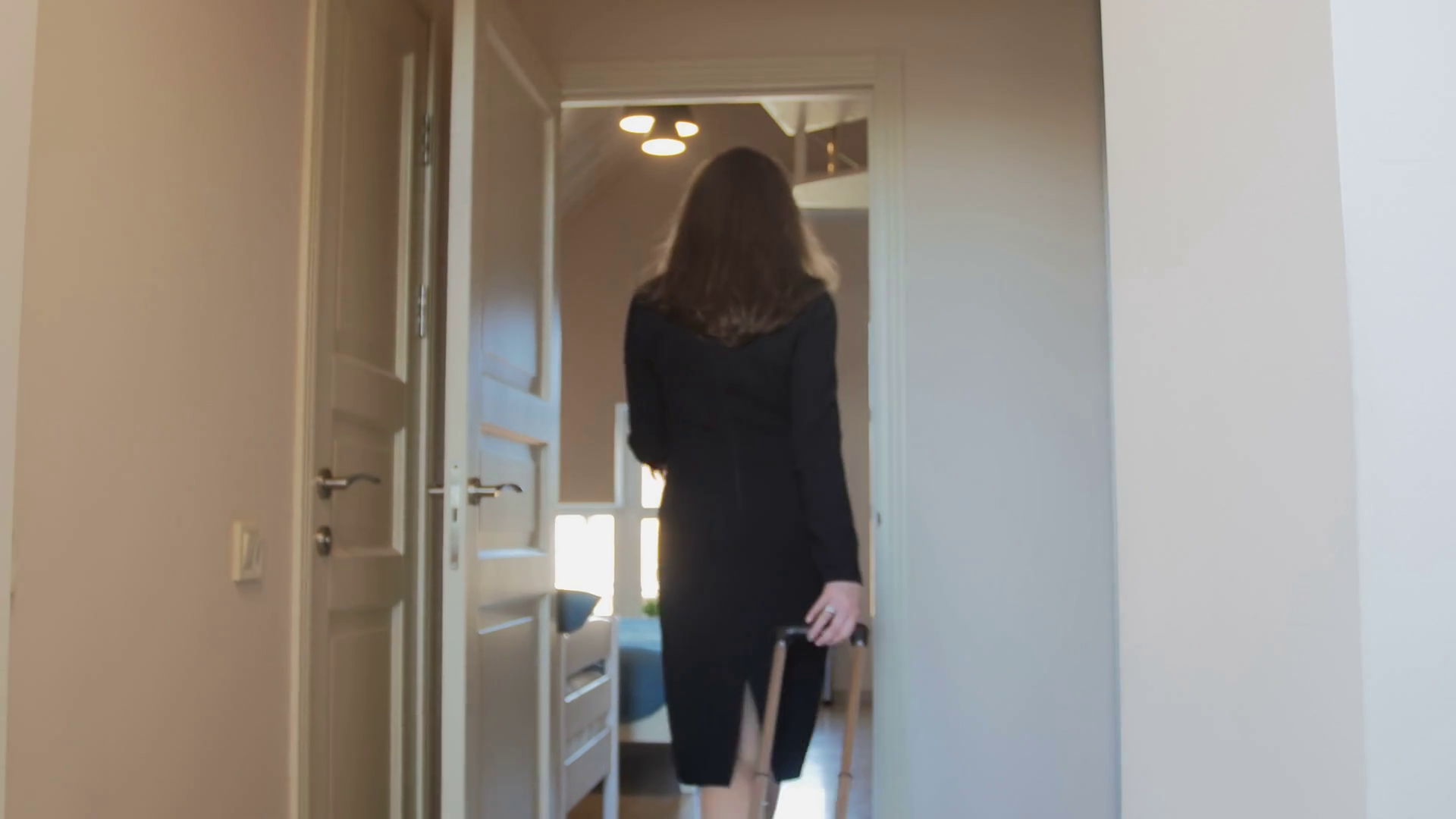 4K Video Of Elegant Businesswoman Opens Door And Enters Hotel Room Stock Video Footage   Videoblocks - Entering A Room, Transparent background PNG HD thumbnail