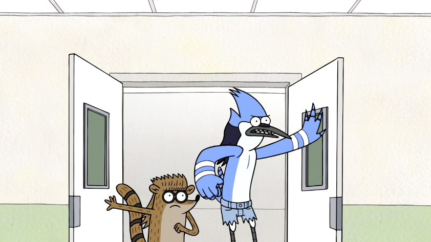 S6E26.172 Mordecai And Rigby Entering The Wrong Room.png - Entering A Room, Transparent background PNG HD thumbnail