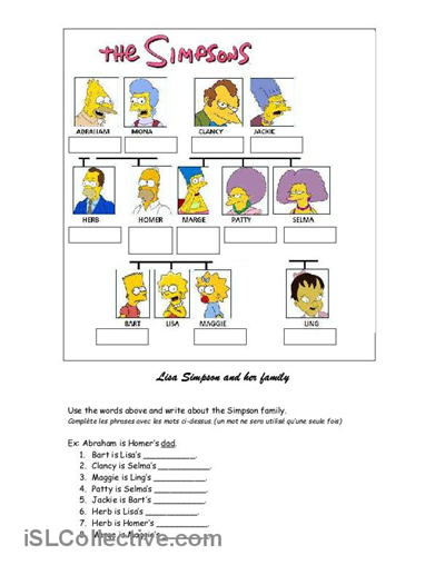 Simpsons Family Tree Worksheet   Free Esl Printable Worksheets Made By . - Esl, Transparent background PNG HD thumbnail