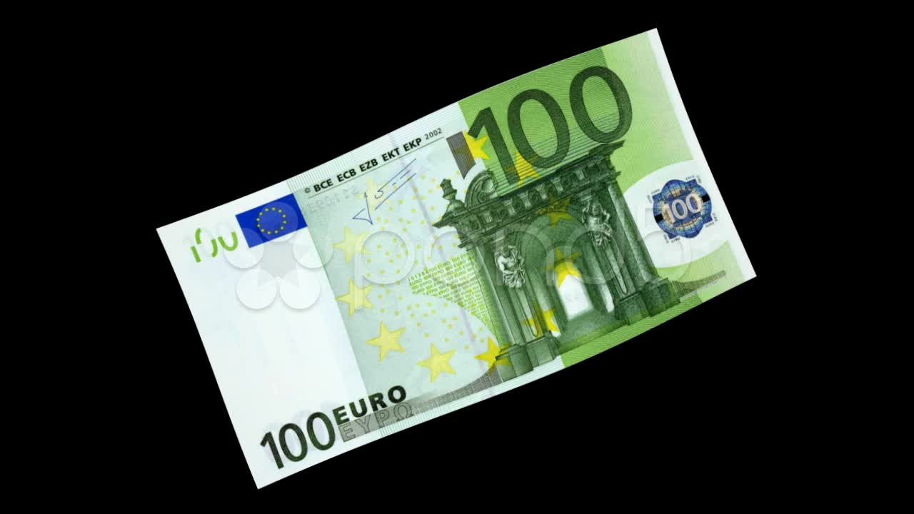 100 Euro   3D Diagonal Spinning (Loop, Hd Png  Alpha Channel, 25 Fps) ~ Hi Res #22316806 - Euro, Transparent background PNG HD thumbnail