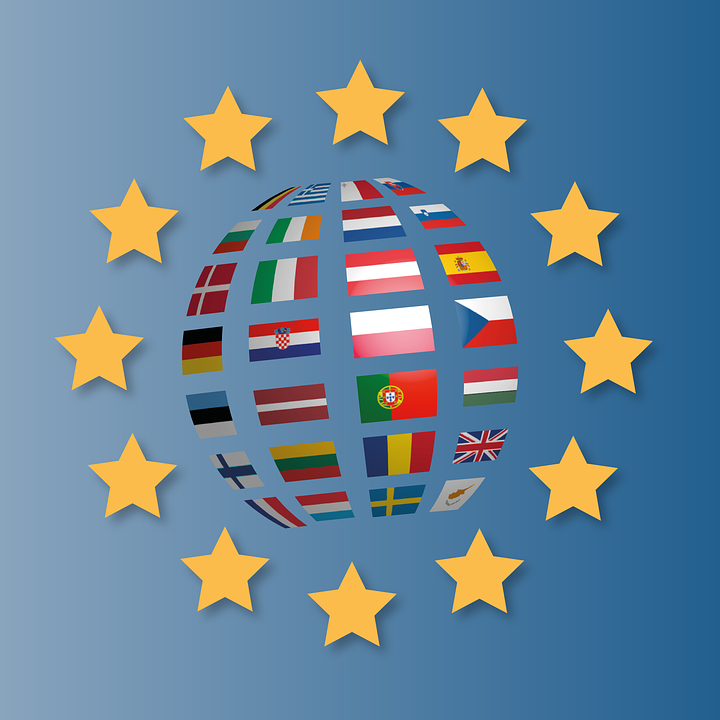 Flags globe Europe Stock Vect