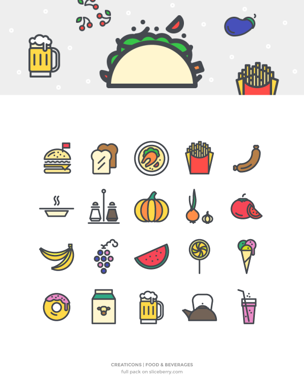 Food U0026 Beverages Vector Icons - Examples Of Go Foods, Transparent background PNG HD thumbnail