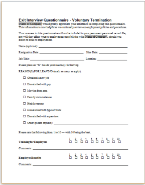 This Sample Form Solicits Information Regarding A Departing Employeeu0027S Satisfaction With Various Company Policies And Procedures. - Exit Interview, Transparent background PNG HD thumbnail