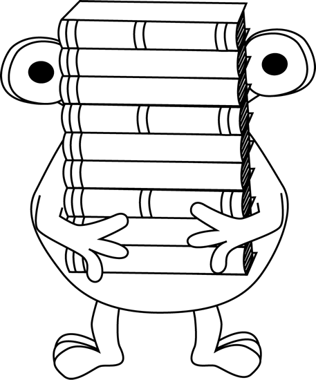 Black And White Monster Carrying Books - Fair Black And White, Transparent background PNG HD thumbnail