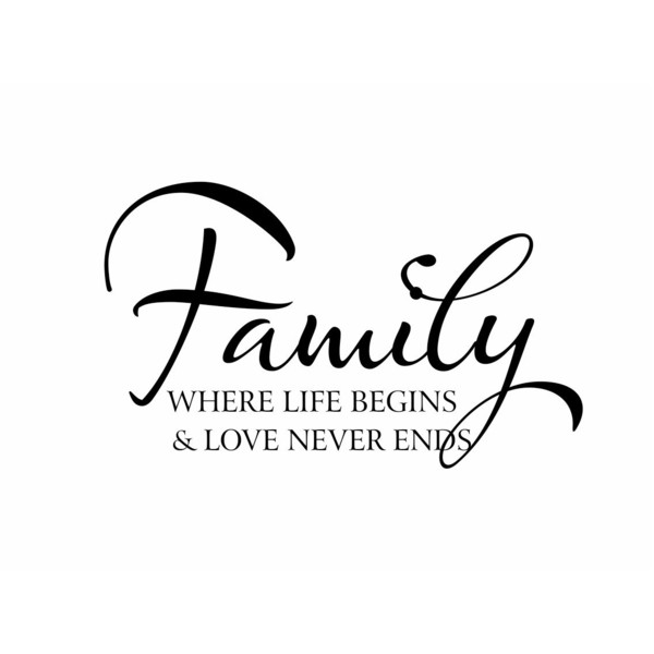 Family Vinyl Wall Decal Wall Quote Saying Where Life Begins And Love Never Ends For Living - Family Love, Transparent background PNG HD thumbnail