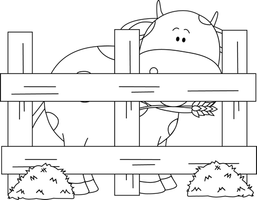 Black And White Farm Cow - Farm Fence Black And White, Transparent background PNG HD thumbnail