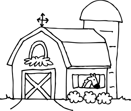 Farm Scene PNG Black And White - Barn Clipart Black And