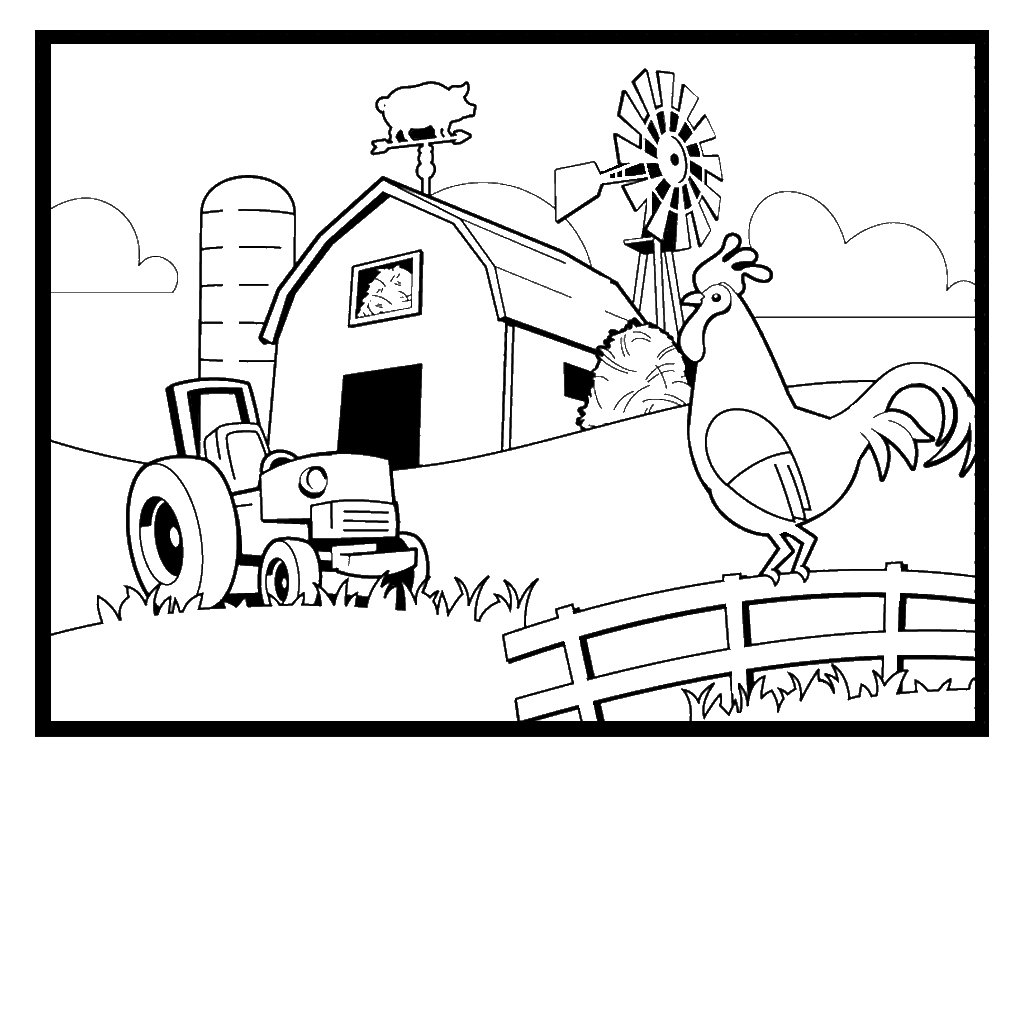 Farm Scene PNG Black And White - Coloring Pages Farm Fr