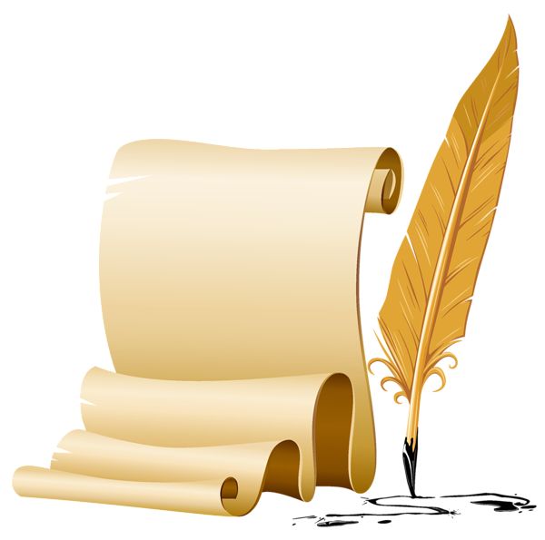 Scrolled And Quill Pen Png Image - Feather Pen And Paper, Transparent background PNG HD thumbnail