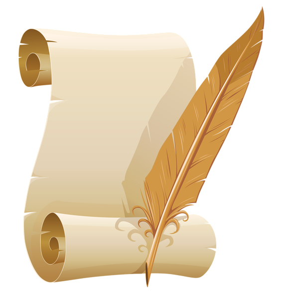 Scrolled Paper And Quill Pen Png Clipart Image - Feather Pen And Paper, Transparent background PNG HD thumbnail