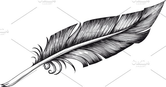 Feather Pen PNG Black And White - Feather Pen Black 