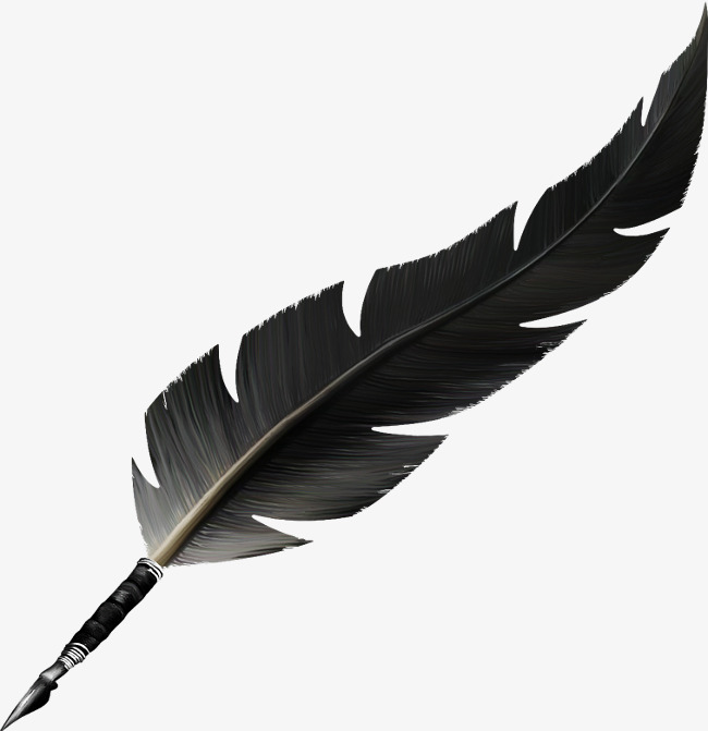 Feather Pen, Feather, Black, Hand Painted Png Image And Clipart - Feather Pen Black And White, Transparent background PNG HD thumbnail