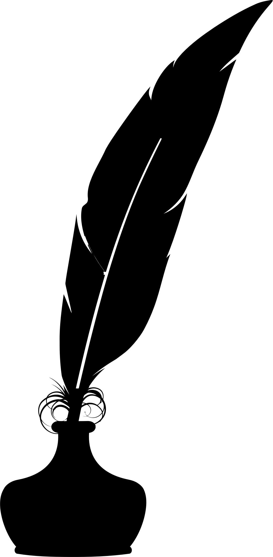 Feather Pen PNG Black And White - Feather Quill And Inkw