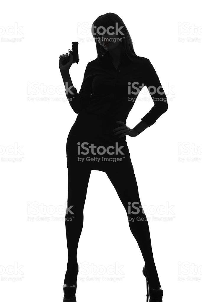 A Silhouette Of A Woman Holding A Gun Royalty Free Stock Photo - Female Spy, Transparent background PNG HD thumbnail