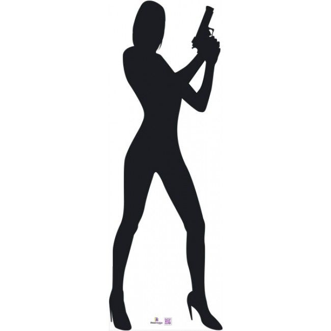 Silhouette   Spy Girl With Gun Secret Agent   James Bond Theme Cardboard Cutout - Female Spy, Transparent background PNG HD thumbnail