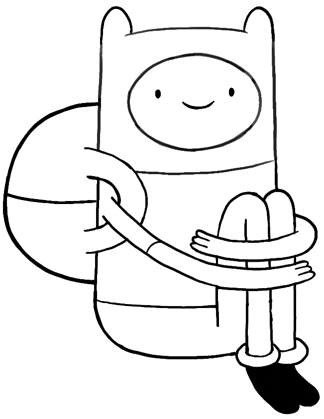 Black And White Drawing Of Finn From Adventure Time - Fin Black And White, Transparent background PNG HD thumbnail