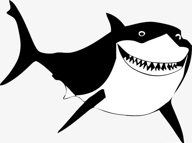 Shark, Black And White, Cartoon, Tooth Png Image And Clipart - Fin Black And White, Transparent background PNG HD thumbnail
