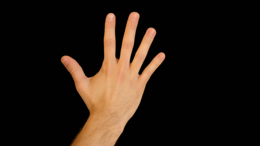 Hand Gestures   Counting On A Man Hand From 5 To 1. Quicktime Png  Alpha Channel. Green Screen. Stock Footage Video 9108887 | Shutterstock - Finger, Transparent background PNG HD thumbnail