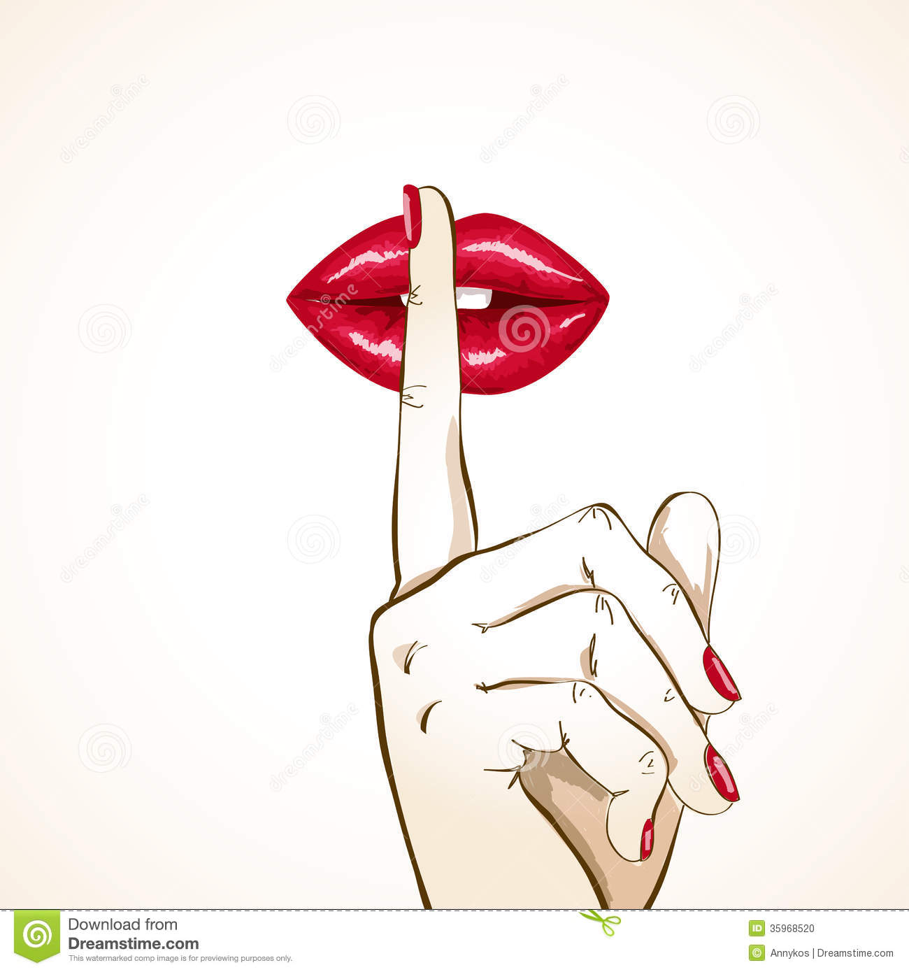 Illustration Of Woman Lips With Finger In Shh Sign Stock Photo - Finger On Lips Shhh, Transparent background PNG HD thumbnail