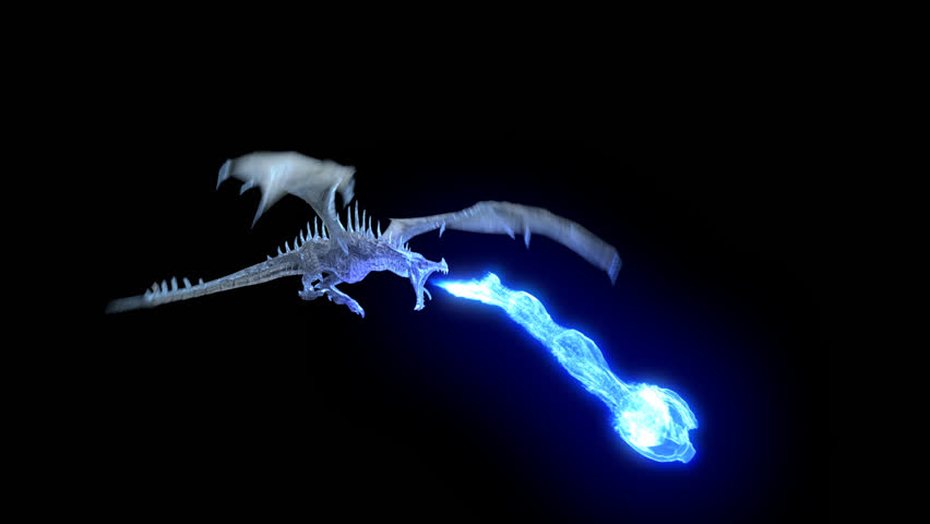 Animated Realistic Ice Dragon Flying And Breathing Blue Flame. High Quality Seamless Loop With Alpha - Fire Breathing Dragon, Transparent background PNG HD thumbnail