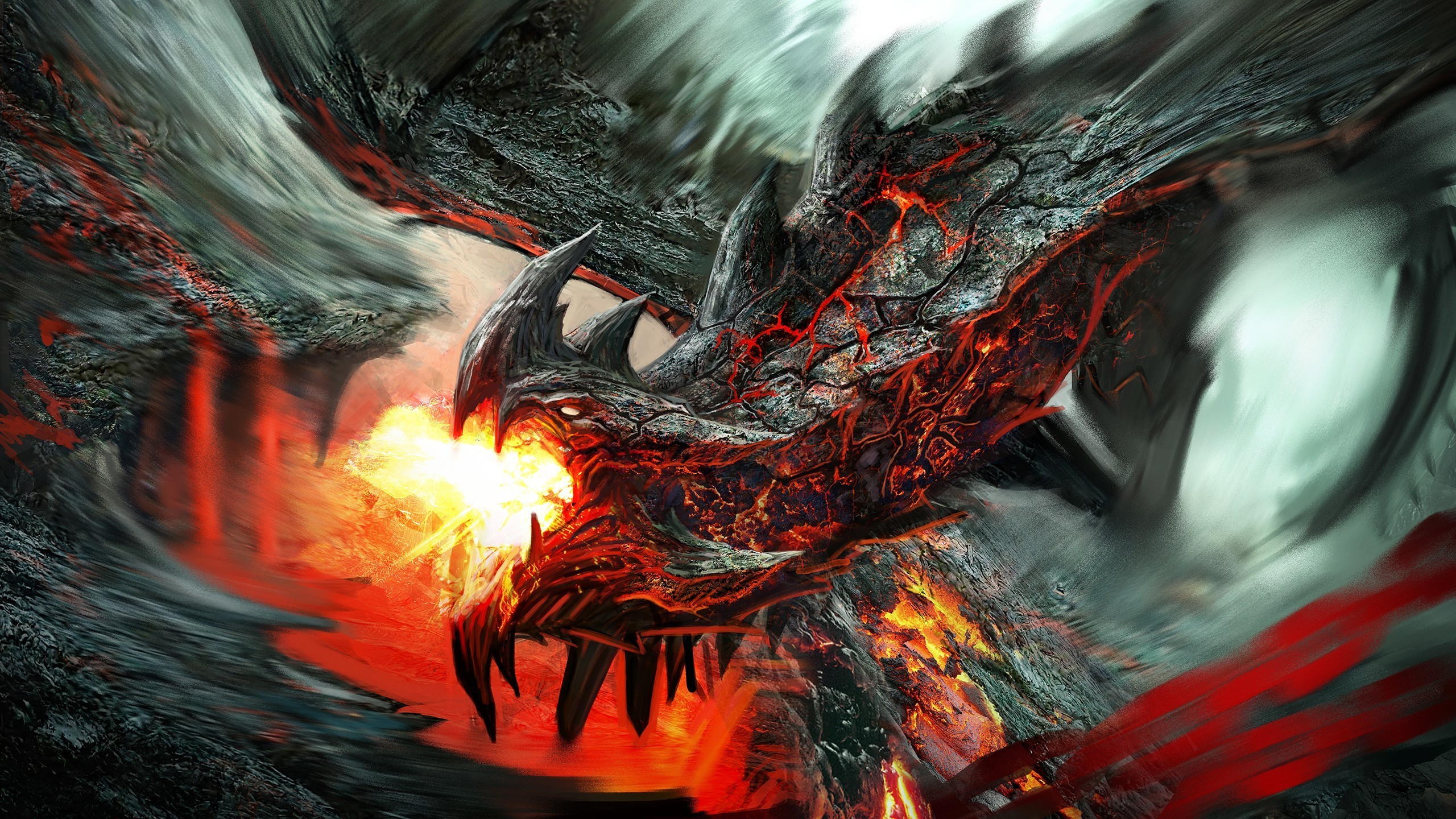 . Hdpng.com Fire Breathing Lava Dragon Hd Wallpaper 2560X1440 - Fire Breathing Dragon, Transparent background PNG HD thumbnail