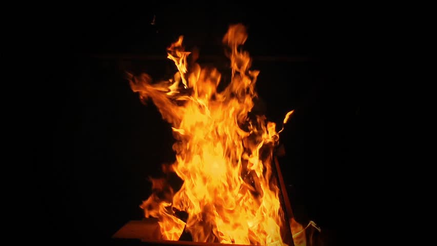 Wood Fire In The Dark   Hd Stock Footage Clip - Fire, Transparent background PNG HD thumbnail