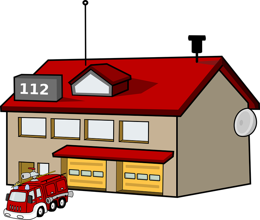 Fire Station House Building Fire Engine Tr - Fire Station, Transparent background PNG HD thumbnail