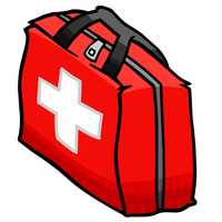 Red and white first aid kit, 