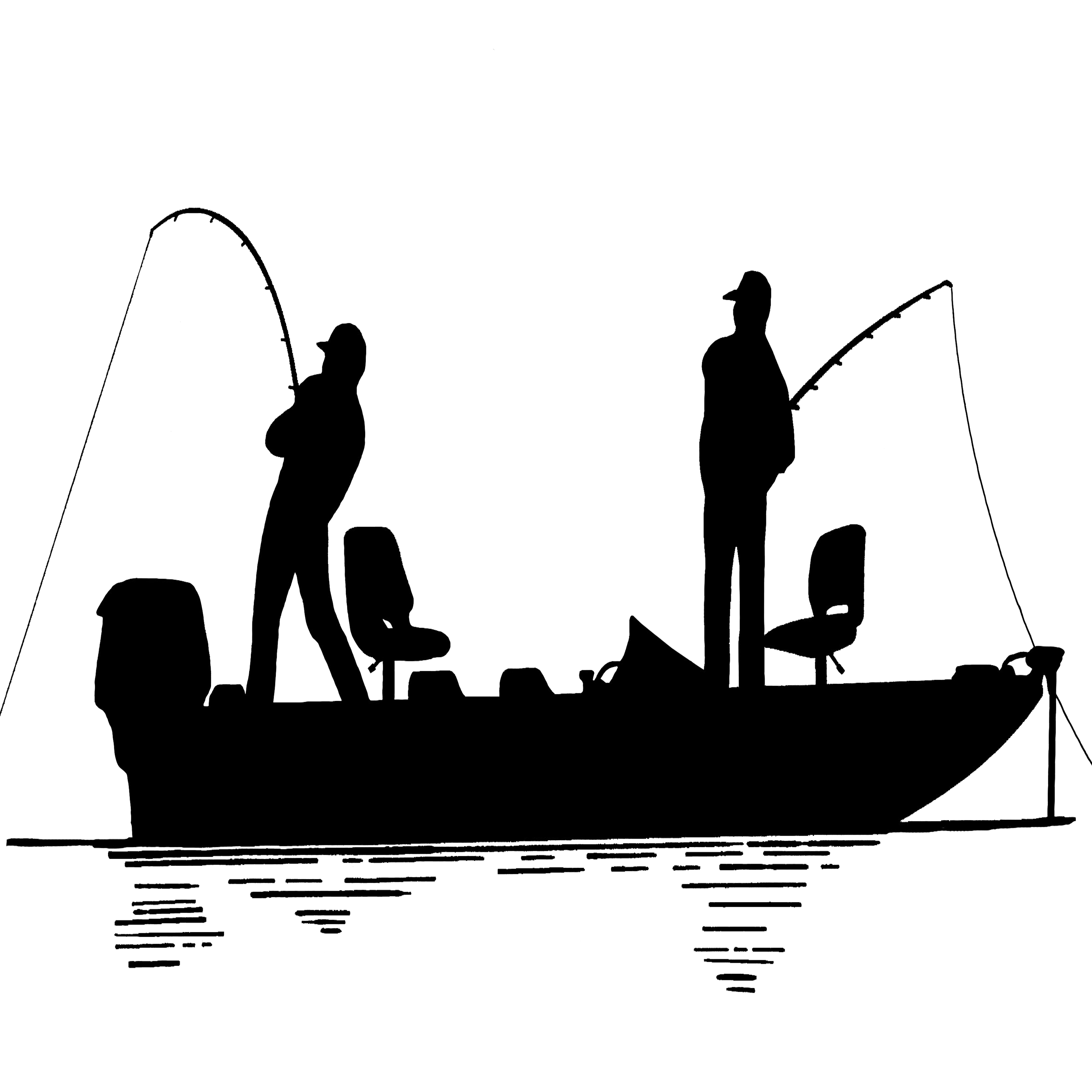 Silhouette of fishing fisherm