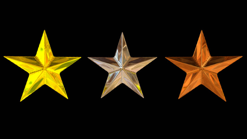 Animated Spinning Gold, Silver And Bronze Stars Against Transparent Background (Alpha Channel Embedded With - Five, Transparent background PNG HD thumbnail