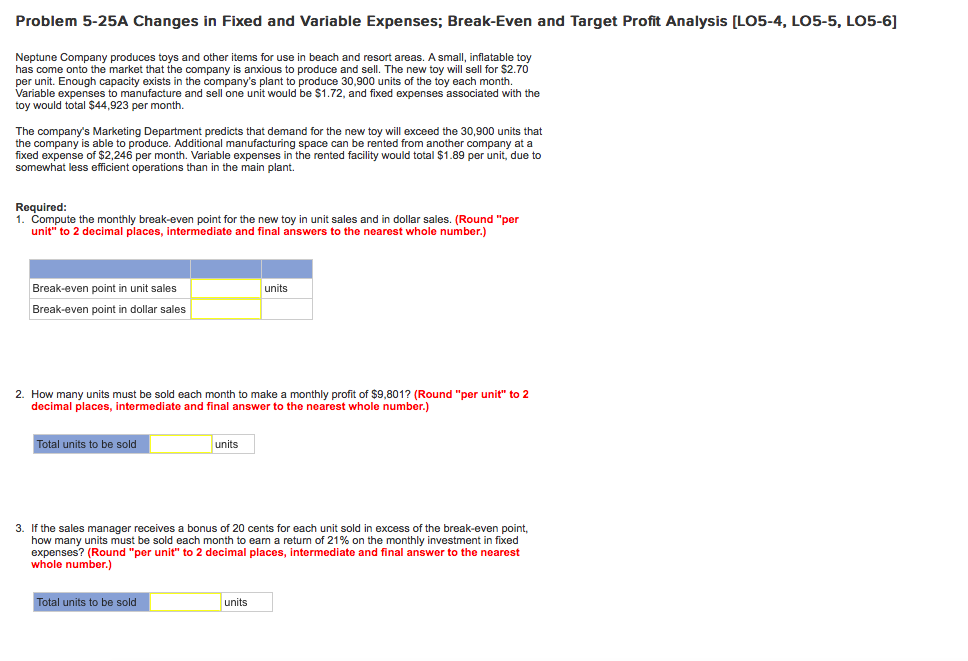 Problem 5 25A Changes In Fixed And Variable Expenses; Break Even And Target - Fixed Expenses, Transparent background PNG HD thumbnail