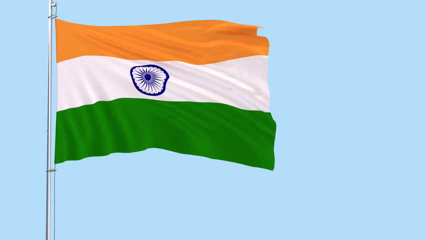 Flag Of India On The Flagpole Fluttering In The Wind On A Transparent Background, 3D - Flag, Transparent background PNG HD thumbnail