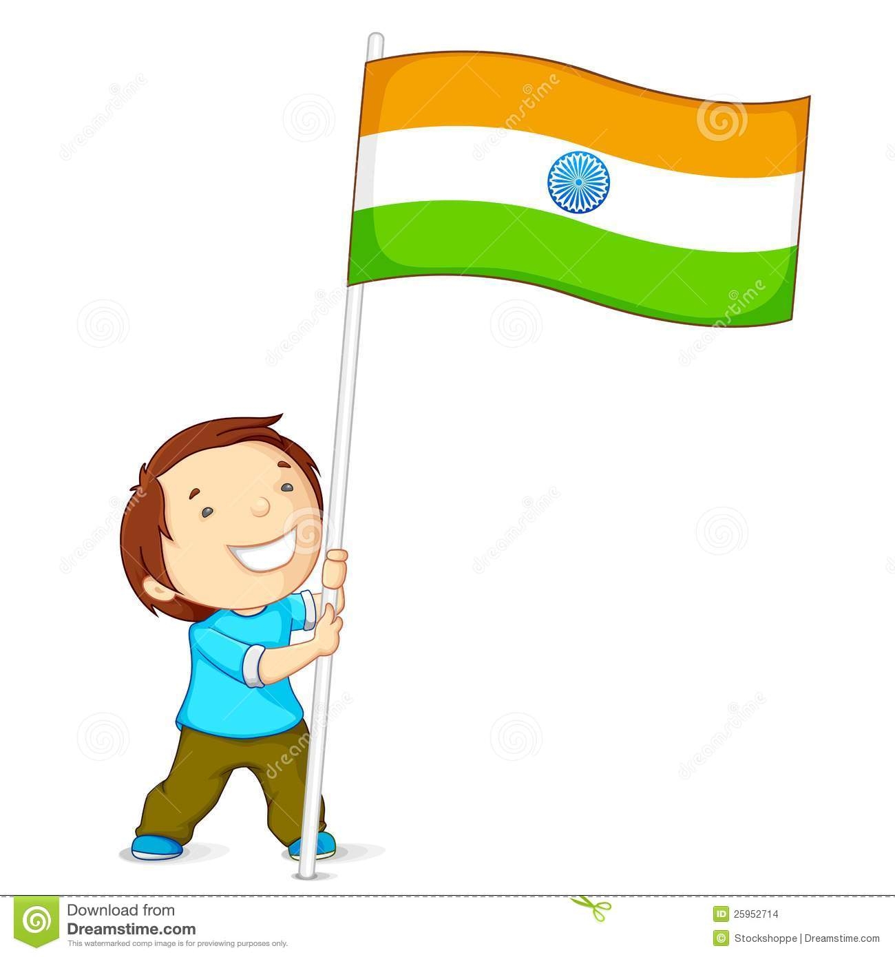 Boy Holding Indian Flag Stock - Flag Hoisting, Transparent background PNG HD thumbnail