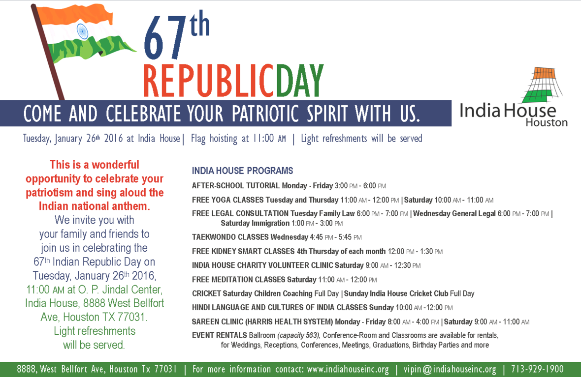 Flag Hoisting 67Th Republic Day: Jan. 26 11Am At India House - Flag Hoisting, Transparent background PNG HD thumbnail