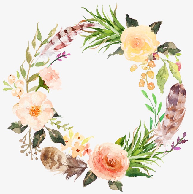 Watercolor Aesthetic Style Floral Wreath - Floral, Transparent background PNG HD thumbnail
