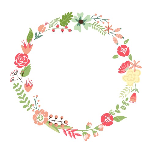 Floral Frame. Cute Retro Flowers Arranged Un A Shape Of The Wreath Perfect For Wedding - Floral Wreath, Transparent background PNG HD thumbnail