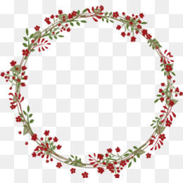 Red Flowers Garland - Floral Wreath, Transparent background PNG HD thumbnail