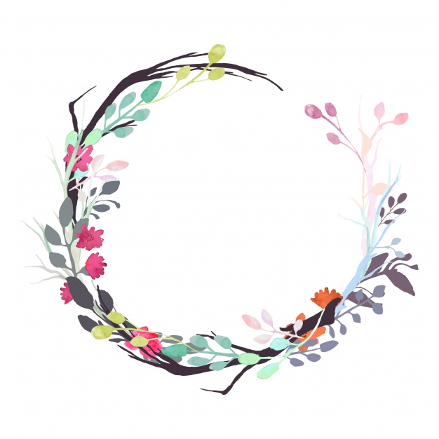 Watercolor Floral Wreath - Floral Wreath, Transparent background PNG HD thumbnail