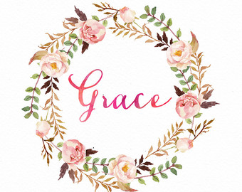 Watercolor Floral Wreath Grace /individual Png Files / Hand Painted - Floral Wreath, Transparent background PNG HD thumbnail