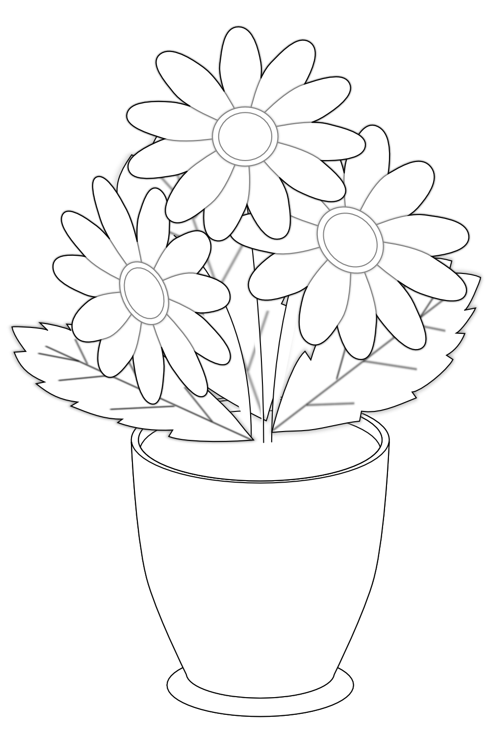 Black And White Flower Vase - Flower Vase Black And White, Transparent background PNG HD thumbnail
