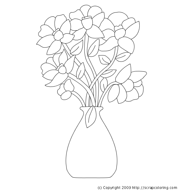 Flowers In Vase - Flower Vase Black And White, Transparent background PNG HD thumbnail