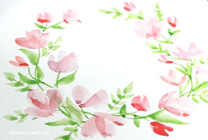 Watercolour Flower wreath wit