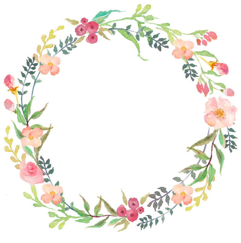 Watercolor wreath: 1 PNG flor