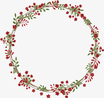 Red Flowers Garland, Red, Floral, Wreath Png And Vector - Flower Wreath, Transparent background PNG HD thumbnail