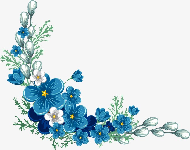 Painted Blue Flower Border. Png Ai - Flowers Borders, Transparent background PNG HD thumbnail