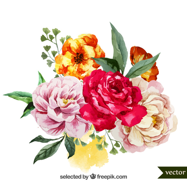 Watercolor Bouquet Of Flowers - Flowers Vectors, Transparent background PNG HD thumbnail