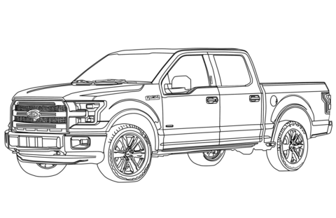Ford F150 Pickup Truck Coloring Page - Ford Pickup Truck Black And White, Transparent background PNG HD thumbnail