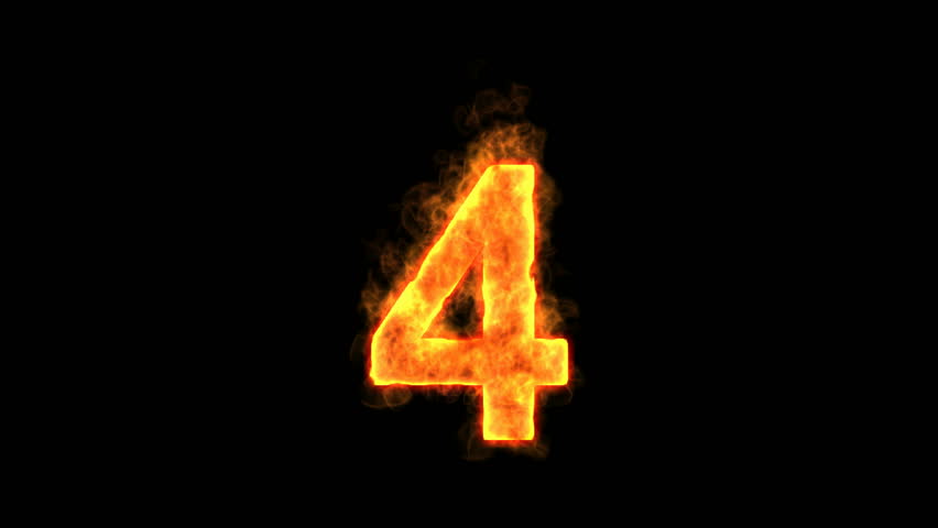 Burning Number Four Isolated On Black (Seamless Loop) Hd 1080P   Hd Stock Footage - Four, Transparent background PNG HD thumbnail