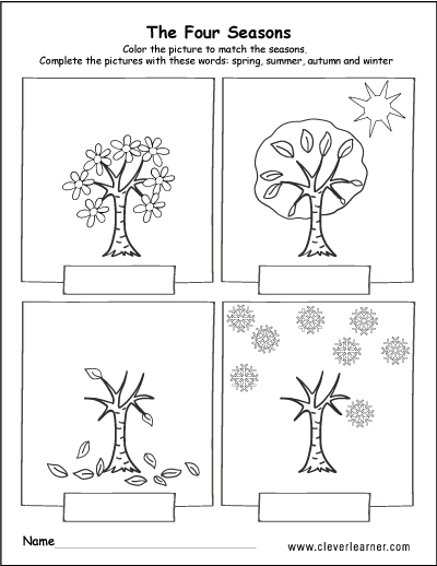 Spring Summer Fall And Winter Seasons Worksheets The Hdpng.com  - Four Seasons Black And White, Transparent background PNG HD thumbnail