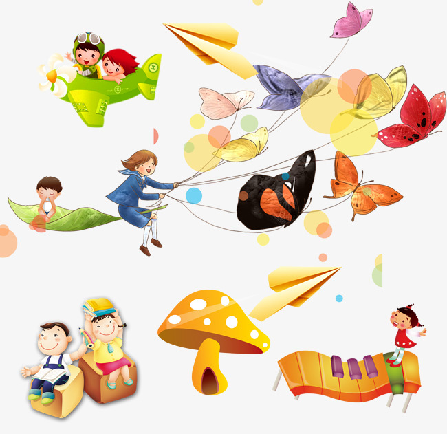 Cute Cartoon Kids, Learn, Music, Paper Airplane Png And Psd - Airplane For Kids, Transparent background PNG HD thumbnail